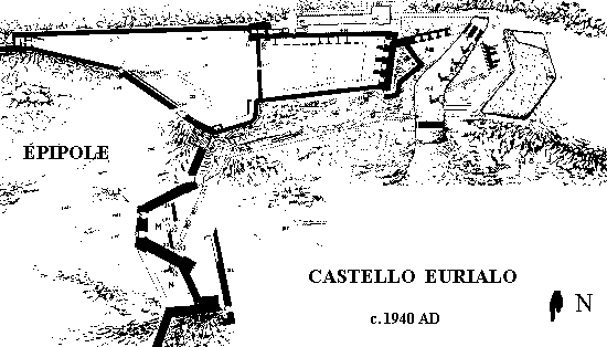 Plan du Castello Eurialo vers 1940